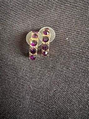 14k Gold Plated Earrings with Purple Crystals